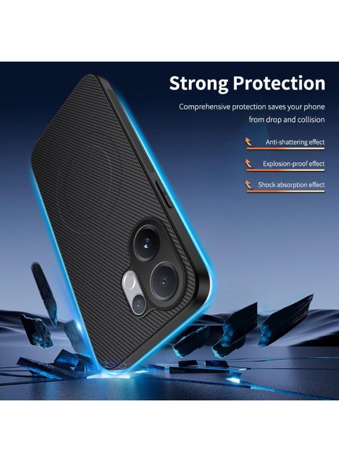 general Magnetic Case Compatible with Vivo V60 5G Leather Case Carbon Fiber Texture Anti-Fall Shockproof Protective Back Cover Built-in Magnet Fits Car Mount Holder - Image 4