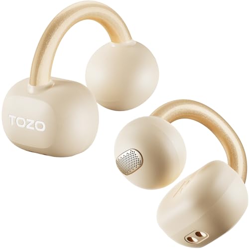 TOZO سماعات أذن مفتوحة TOZO OpenEarRing، سماعات أذن لاسلكية خفيفة الوزن ومريحة، 40 ساعة تشغيل بتقنية بلوتوث 5.4 مع تصميم عرض رقمي ذكي مناسب للرياضة والجري، لون كاكي - Image 1