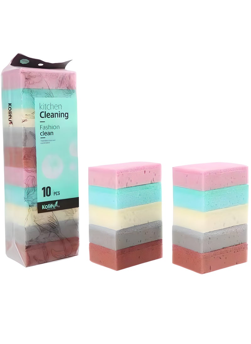 Generic - 10-Piece Kitchen Dishwashing Sponge Scrubber Set | Double-Sided Magic Nano Cleaning Sponges, Thickened for Heavy-Duty Cleaning - Image 1
