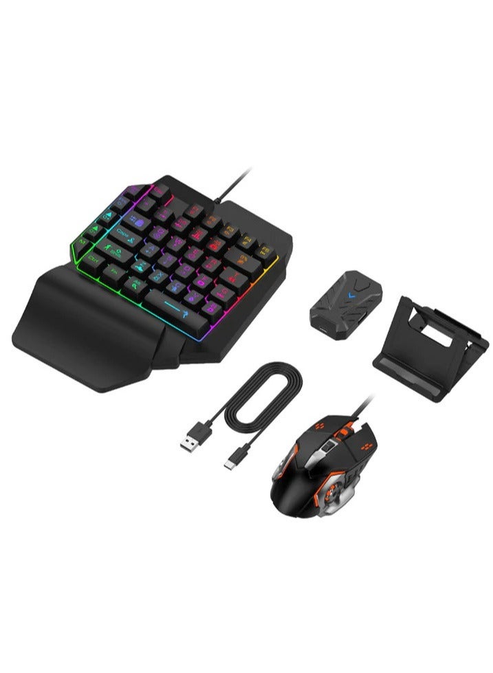 4 In 1 One Hand Gaming Keyboard And Mouse Backlight Wireless Bluetooths Game Converter For Android IOS Mobile Phone - Image 1
