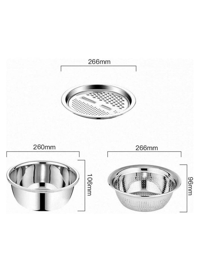 DIOTTI 5-in-1 Multifunctional Stainless Steel Grater, Vegetable Cutter, Drain Basket, Rice Basket, and Salad Bowl for Kitchen and Household Use - Image 5