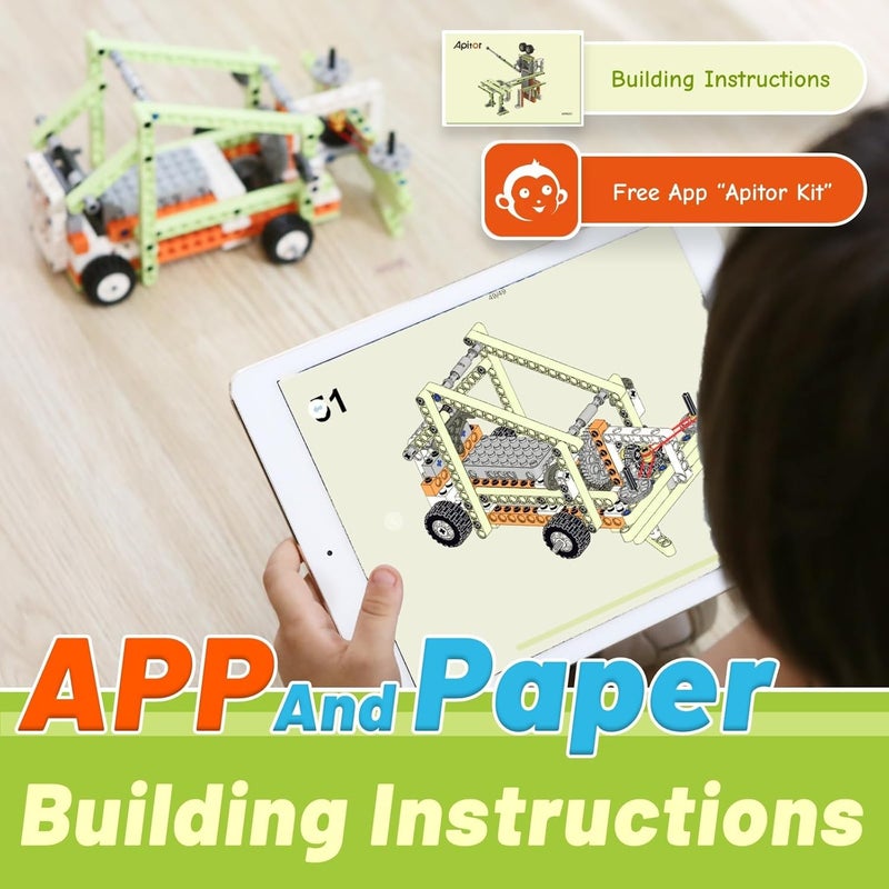 أبيتور مجموعة أبيتور روبوت إي STEM للأطفال من سن 8 إلى 12 عامًا (صبي وفتاة)، ألعاب بناء كهربائية 14 في 1 مع مواد تعليمية، مجموعة بناء علمية تعليمية DIY للأطفال من 8-10 و10-12 عامًا، هدية عيد الميلاد وعيد الميلاد - Image 5