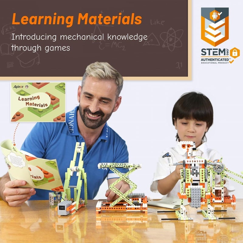 أبيتور مجموعة أبيتور روبوت إي STEM للأطفال من سن 8 إلى 12 عامًا (صبي وفتاة)، ألعاب بناء كهربائية 14 في 1 مع مواد تعليمية، مجموعة بناء علمية تعليمية DIY للأطفال من 8-10 و10-12 عامًا، هدية عيد الميلاد وعيد الميلاد - Image 4