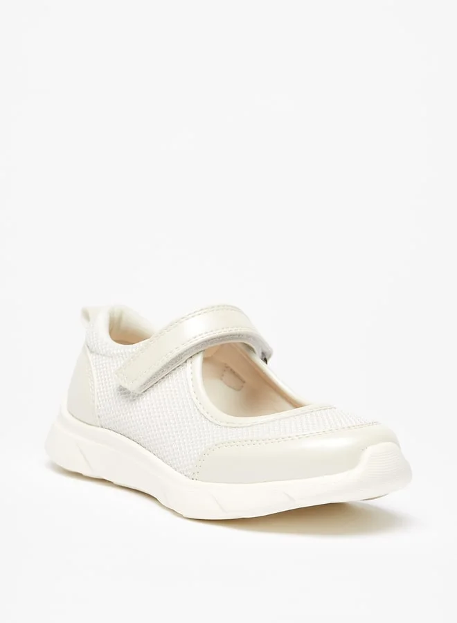 MISSY Girls Textured Mary Jane Shoes With Hook And Loop Closure