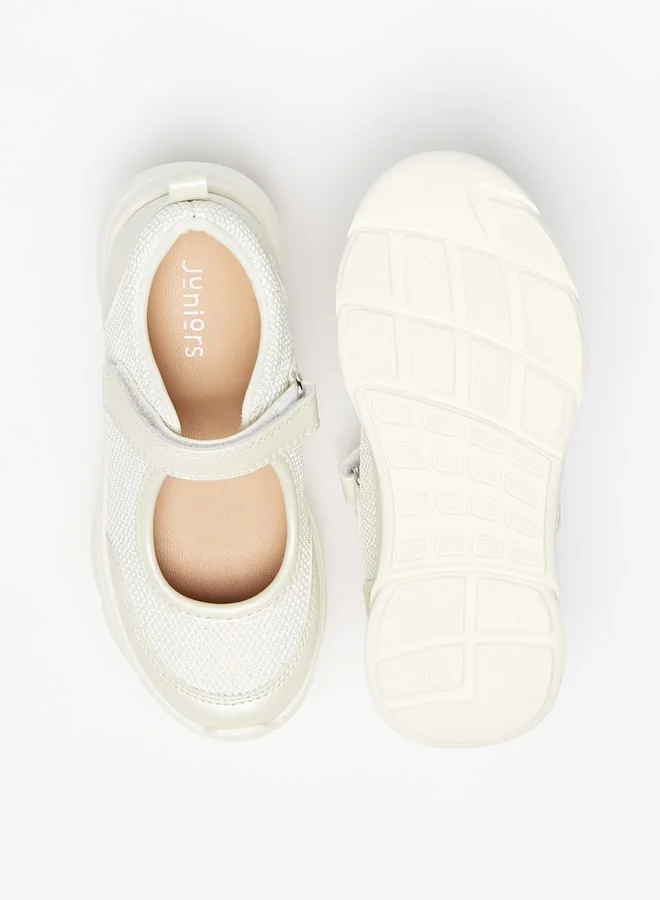 MISSY Girls Textured Mary Jane Shoes With Hook And Loop Closure