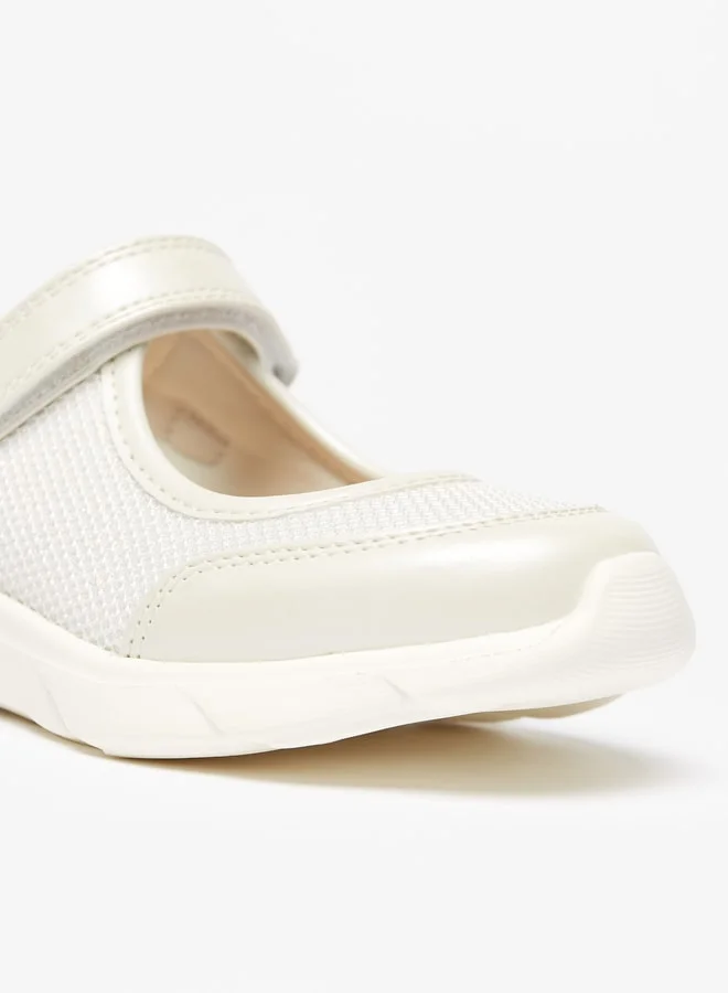 MISSY Girls Textured Mary Jane Shoes With Hook And Loop Closure
