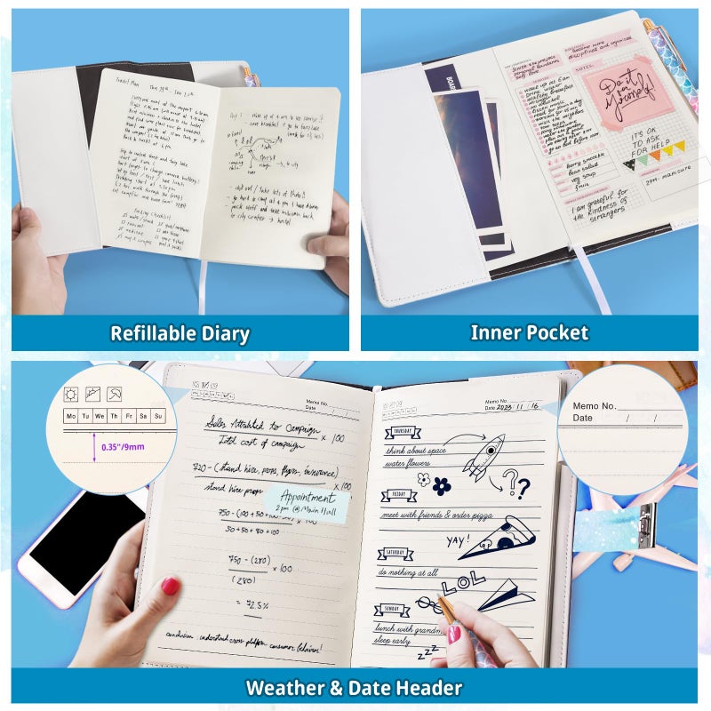 Beadsky Diary with Lock for Girls Age 8-12, A5 Sectet Journal with Lock, 192 Pages Password Notebook Lock Diary with Pen, Preppy Aesthetic Journals Cute Stuff Birthday Gifts for Teen Girls & Women - Image 4