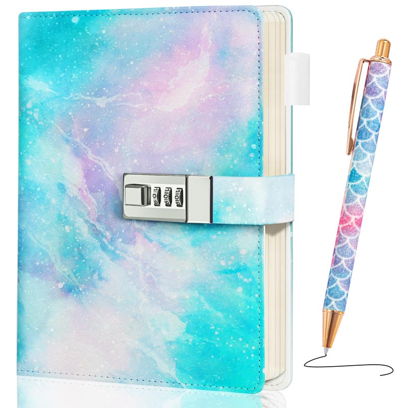 Beadsky Diary with Lock for Girls Age 8-12, A5 Sectet Journal with Lock, 192 Pages Password Notebook Lock Diary with Pen, Preppy Aesthetic Journals Cute Stuff Birthday Gifts for Teen Girls & Women - Image 1