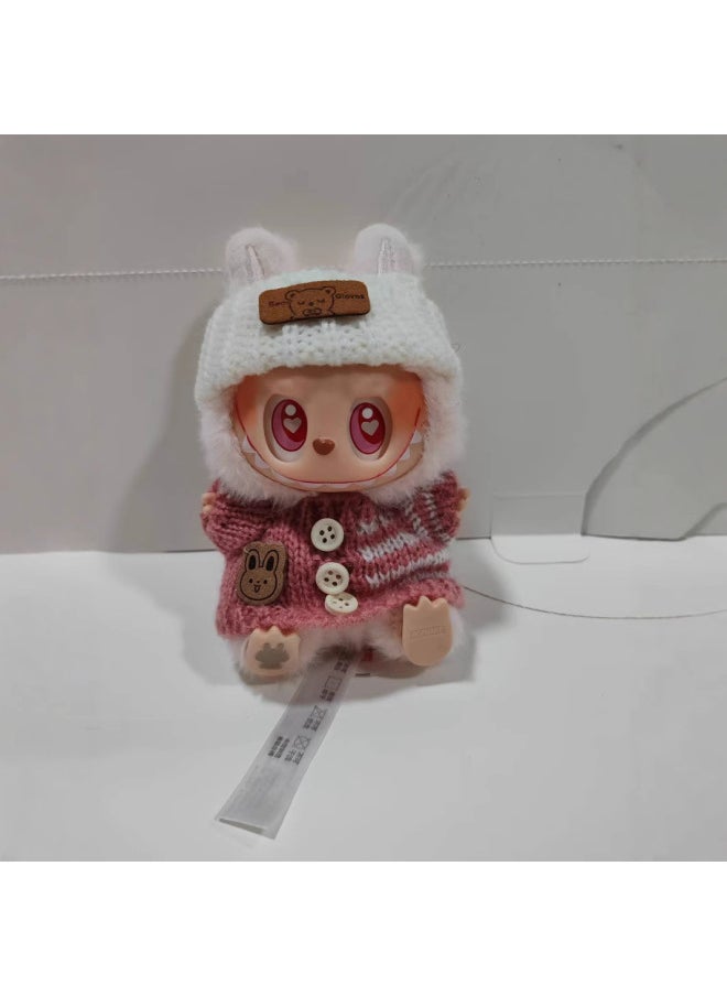 null - Second Generation Blind Box Labubu Pendant Clothes Sit Pull Cloth Party Doll Powder Sweater Hat Shoe Accessories-Color:7 Colors Of Dolls [6 Colors Of Clothes Randomly Distributed] Set Of 7 Pieces-Height:15cm - Image 1