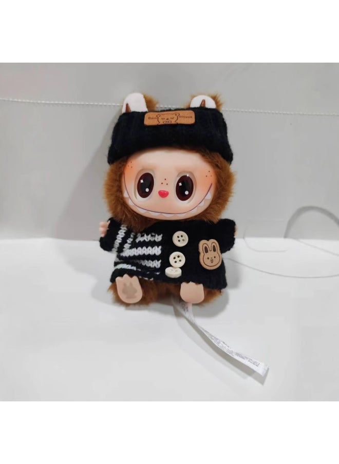 null - Second Generation Blind Box Labubu Pendant Clothes Sit Pull Cloth Party Doll Powder Sweater Hat Shoe Accessories-Color:7 Colors Of Dolls [6 Colors Of Clothes Randomly Distributed] Set Of 7 Pieces-Height:15cm - Image 1