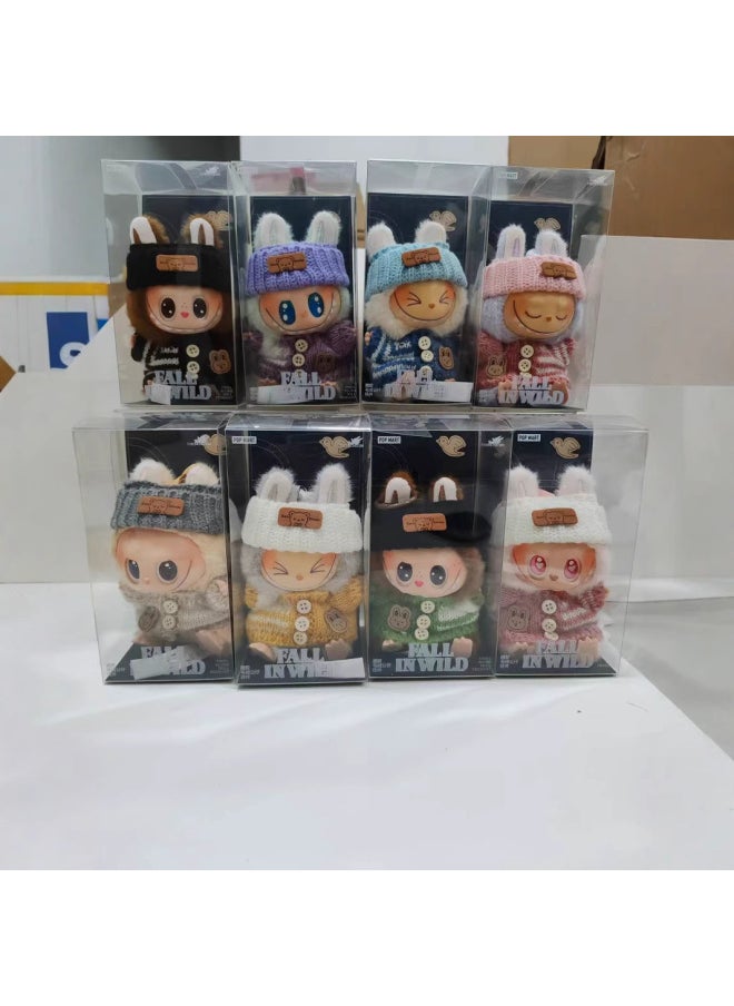 null - Second Generation Blind Box Labubu Pendant Clothes Sit Pull Cloth Party Doll Powder Sweater Hat Shoe Accessories-Color:7 Colors Of Dolls [6 Colors Of Clothes Randomly Distributed] Set Of 7 Pieces-Height:15cm - Image 1