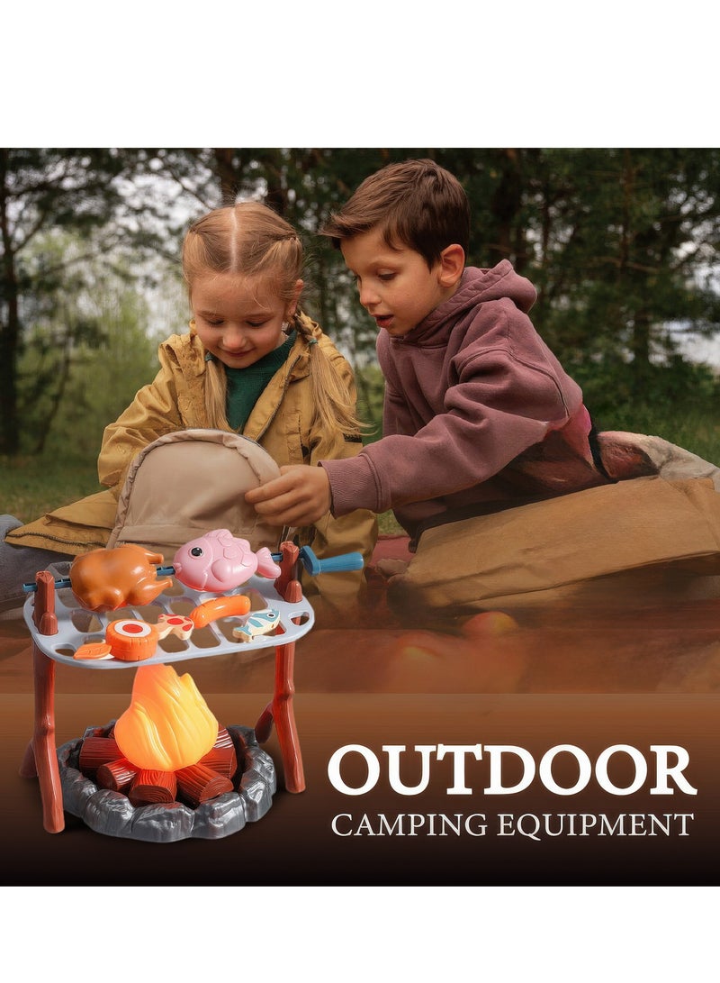 جني ثروة 39 قطعة ألعاب مطبخ للأطفال، ألعاب شواء تخييم محاكاة لنار المخيم، مع صوت وإضاءة. - Image 4