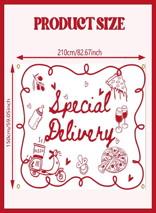 Ramciyo Special Delivery Pizza Baby Shower Backdrop, Italian Pizza Baby Shower Decor, Slice Slice Baby Welcome Party Banner, 7 * 5Ft - Image 3