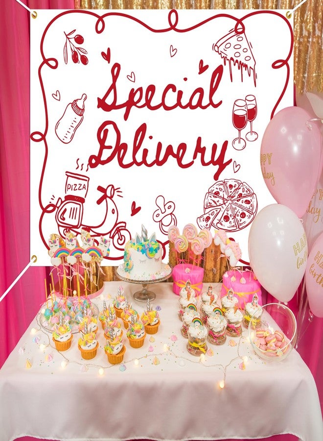 Ramciyo Special Delivery Pizza Baby Shower Backdrop, Italian Pizza Baby Shower Decor, Slice Slice Baby Welcome Party Banner, 7 * 5Ft - Image 5