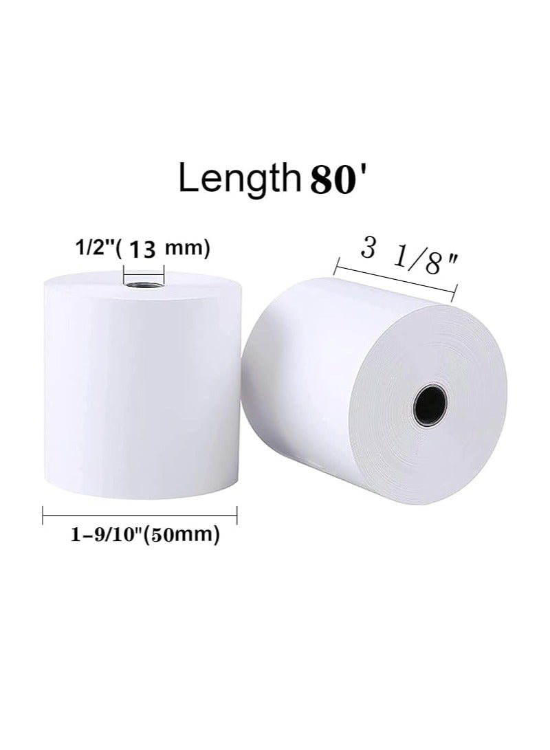 Generic 80x50 Thermal Paper Receipt 3 1/8" 80'Fits All POS Cash Registers Printers, Credit Card Terminals (Pack of 4)  - Image 2
