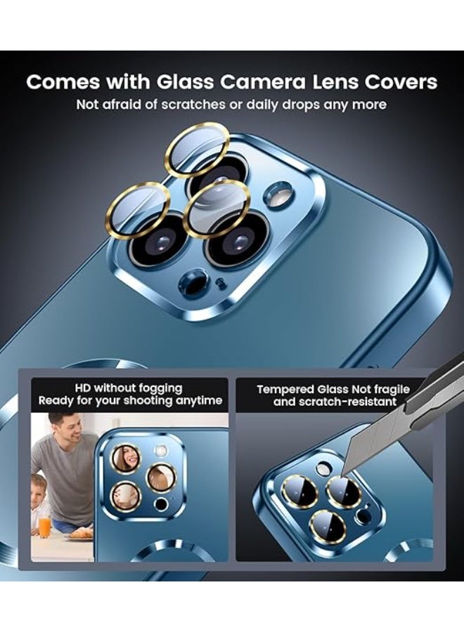 Compatible with Magnetic for iPhone 15 Pro Max Case, Built-in Camera Lens Protector, Compatible with MagSafe, Slim AG Matte Phone Case [Military-Grade Protection] Silicone Cover, Blue - Image 2