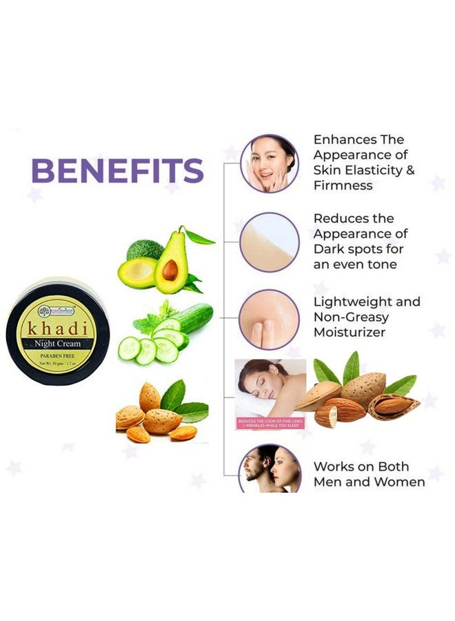 KHADI RISHIKESH Night Cream For Dark Circles Hyperpigmentation Fairness Dryness Anti Aging (All Skin) 50Gm - Image 2