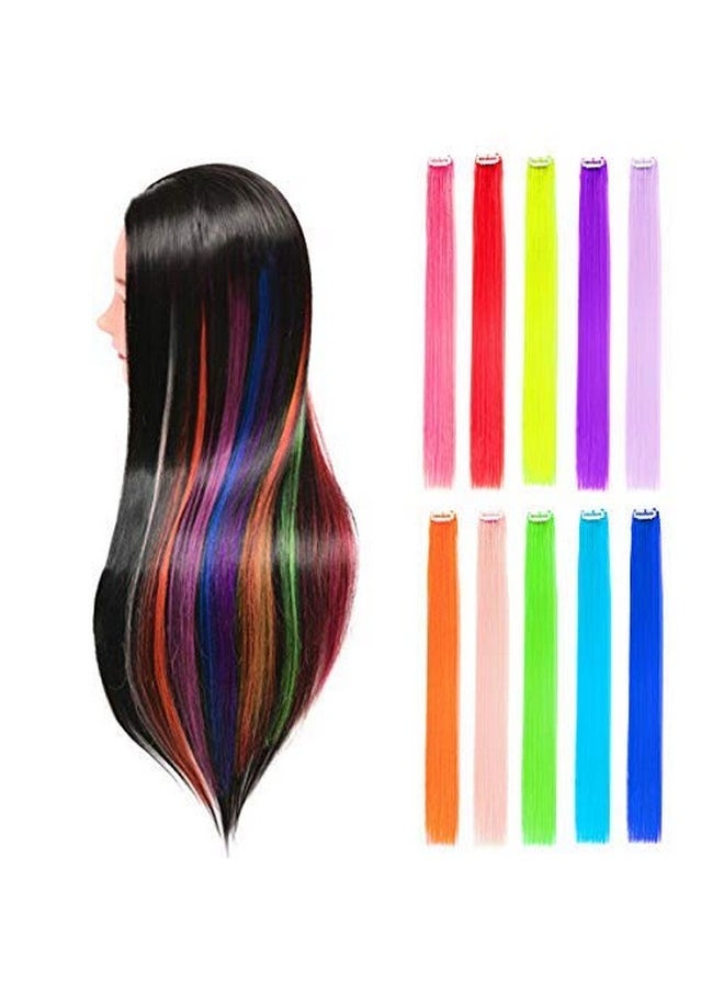 BHF HAIR - 10Pcs Straight Colored Clip In Hair Extensions For Party Highlights Hairpieces 22Inch Multiple Colors - Image 1