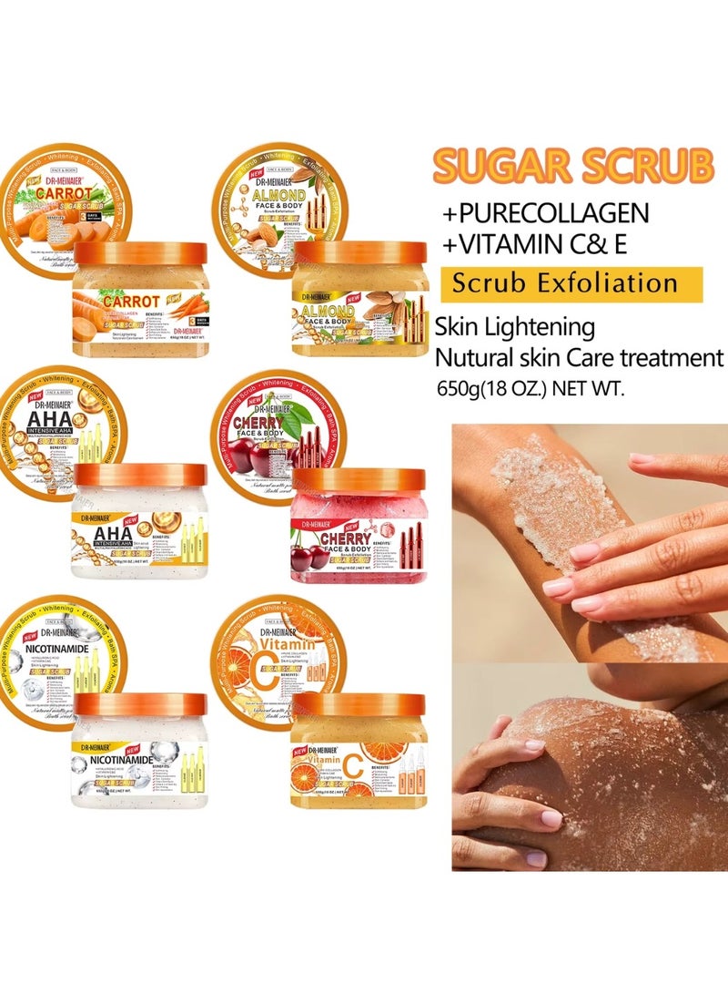 DR.MEINAIER 650G Vitamin C Sugar Scrub with Pure Collagen and Vitamin C E Whitening Skin Lightening Body Scrub Moisturizing Anti Wrinkle Anti Acne Exfoliating Bath Scrub Remove Acne Marks Skin Corrector Firming Natural Scrub - Image 2