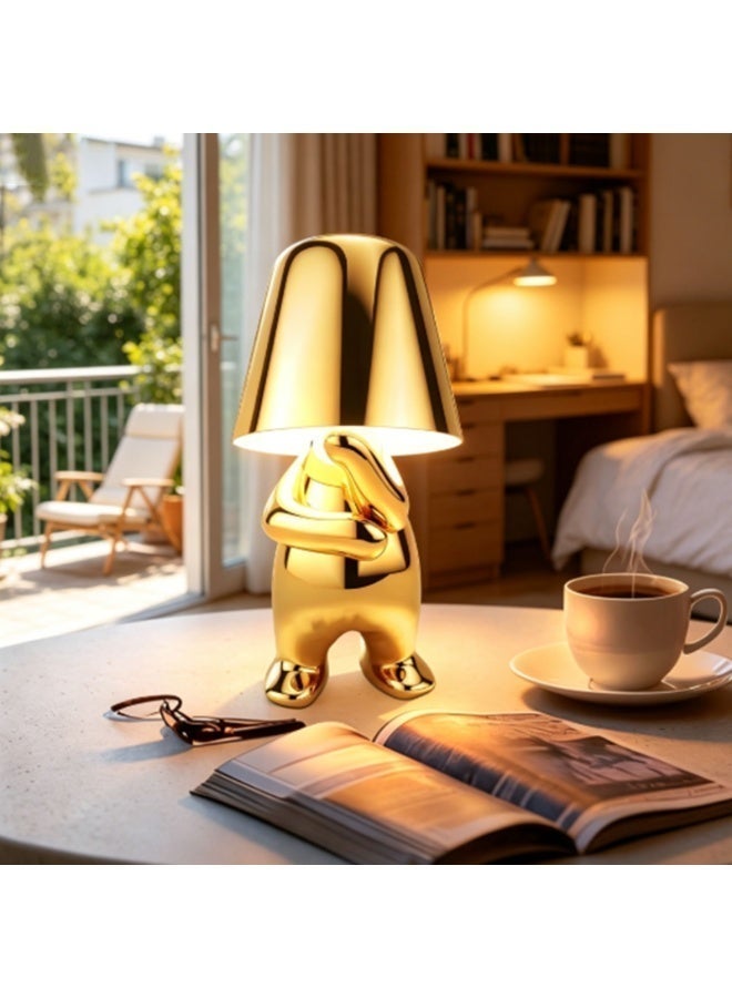 Little Golden Man Desk Lamp,Modern LED Desk Light,Humanoid Design with Touch Control ,Thinker Desk Lamp for Bedroom,Rechargeable Art Desk Lamp, Minimalist Philosopher Sculpture Lamp, Modern Bedside Night Lamp, Bestseller - Image 5