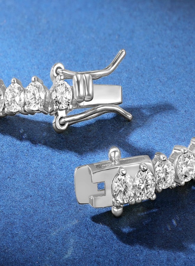 Gemsme 3 Prong Tennis Bracelet, 18K White Gold Plated 4mm Round Cubic Zirconia Bracelet for Women Size 6.5-8.5 Inches, 7.5 inch - Image 4