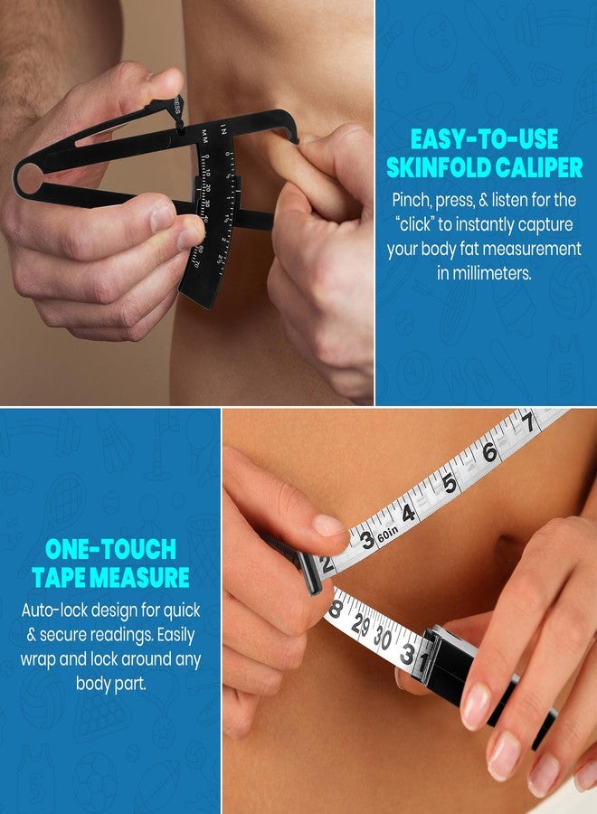 MEDca Body Fat Caliper and Measuring Tape for Body - Skinfold Calipers and Body Fat Tape Measure Tool for Accurately Measuring BMI Skin Fold Fitness and Weight-Loss, (Black) - Image 5