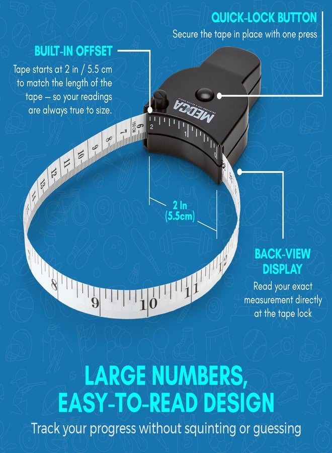 MEDca Body Fat Caliper and Measuring Tape for Body - Skinfold Calipers and Body Fat Tape Measure Tool for Accurately Measuring BMI Skin Fold Fitness and Weight-Loss, (Black) - Image 3