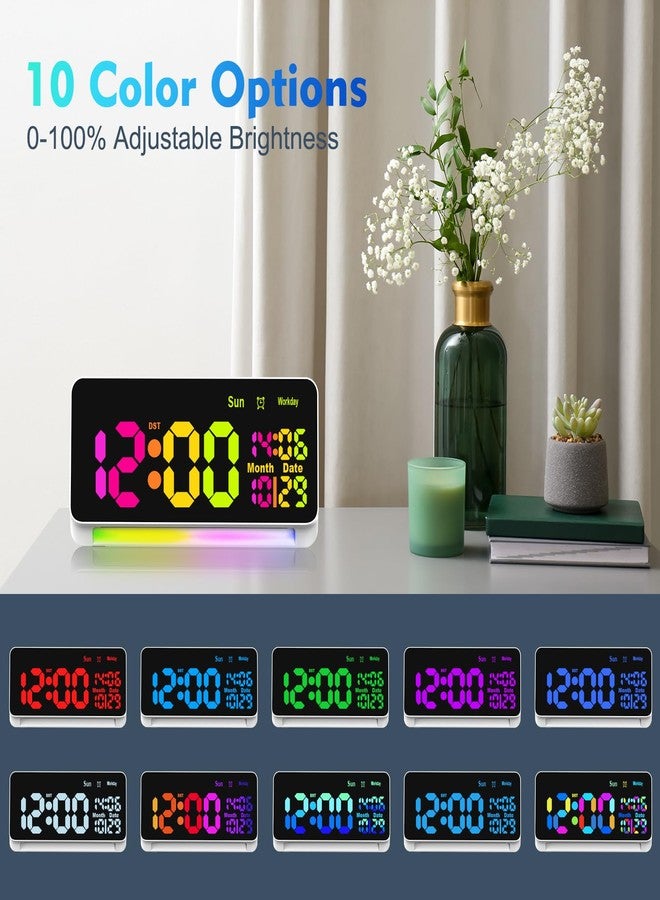 PERSUPER 120db Super Loud Alarm Clock for Heavy Sleepers, Bluetooth Connection, 15 Wake Up Sounds, 7 Color Night Light, Dynamic RGB Color Changing, 0-100% Dimmer, Snooze, Digital Clock for Bedroom - Image 5