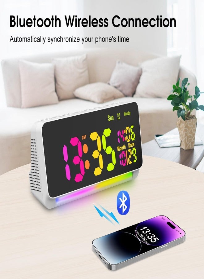PERSUPER 120db Super Loud Alarm Clock for Heavy Sleepers, Bluetooth Connection, 15 Wake Up Sounds, 7 Color Night Light, Dynamic RGB Color Changing, 0-100% Dimmer, Snooze, Digital Clock for Bedroom - Image 2