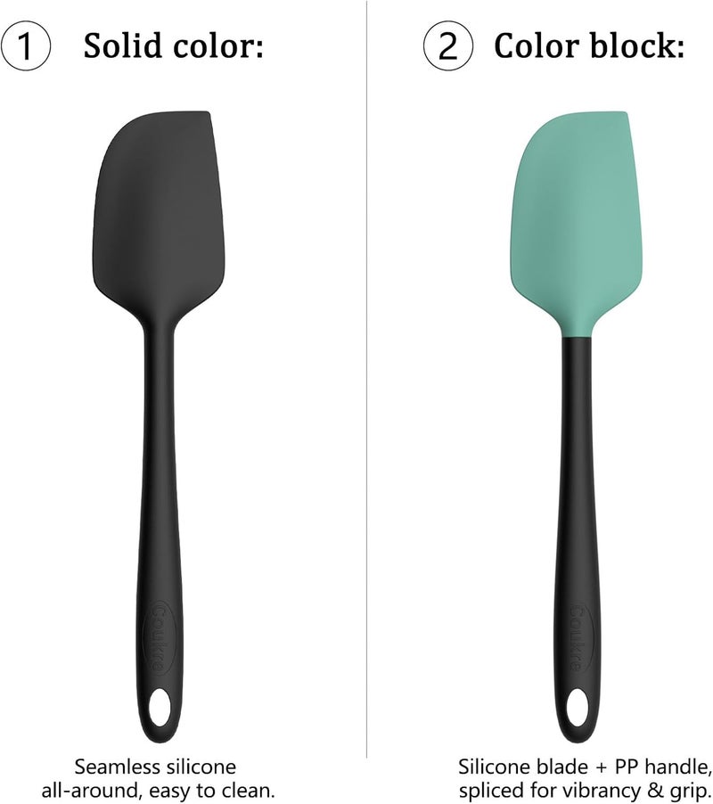 Coukre Silicone Spatula Set of 5,High Temperature Resistant, Food Grade Silicone, Dishwasher Safe, for Baking, Cooking (Beige Black) - Image 2