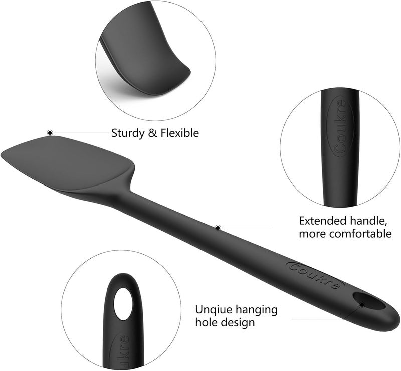 Coukre Silicone Spatula Set of 5,High Temperature Resistant, Food Grade Silicone, Dishwasher Safe, for Baking, Cooking (Beige Black) - Image 4