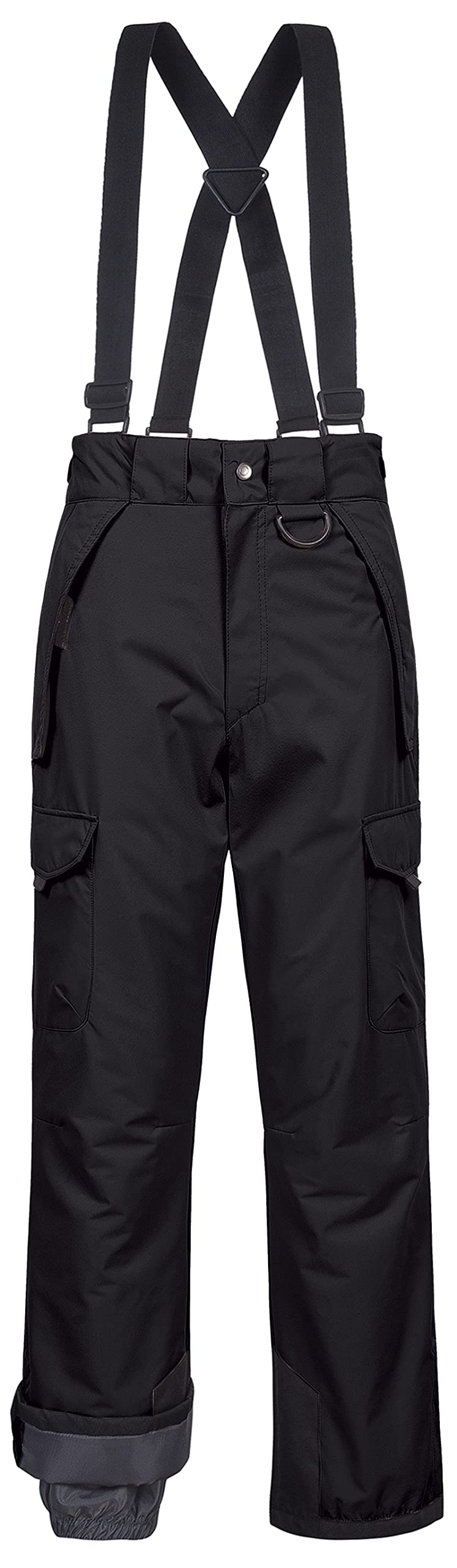 CREATMO US Mens Bib Snow Pants Mountain Ski Athletic Fit Snowboarding Black L