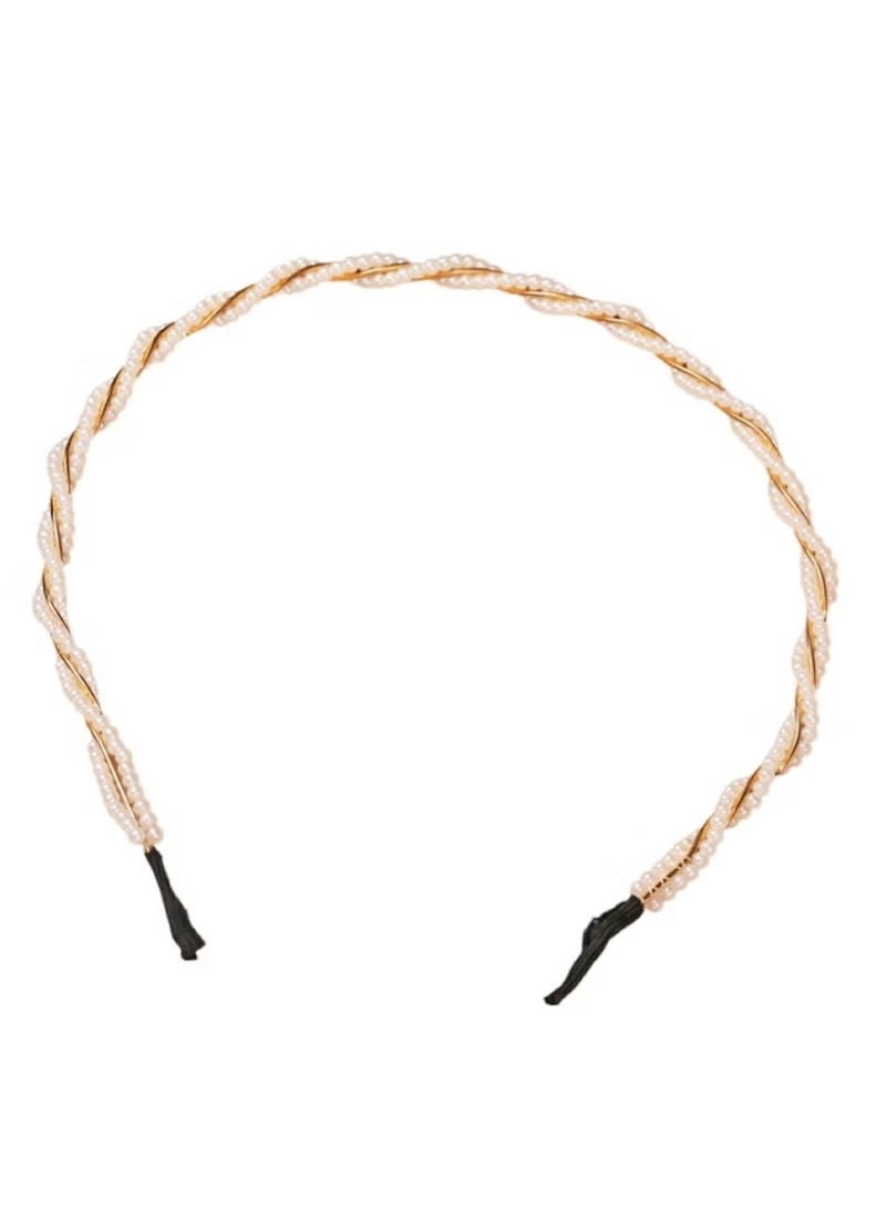 Huitich Elegant Pearl Headband for Girls – Gold Colour Hair Accessory  - Image 1