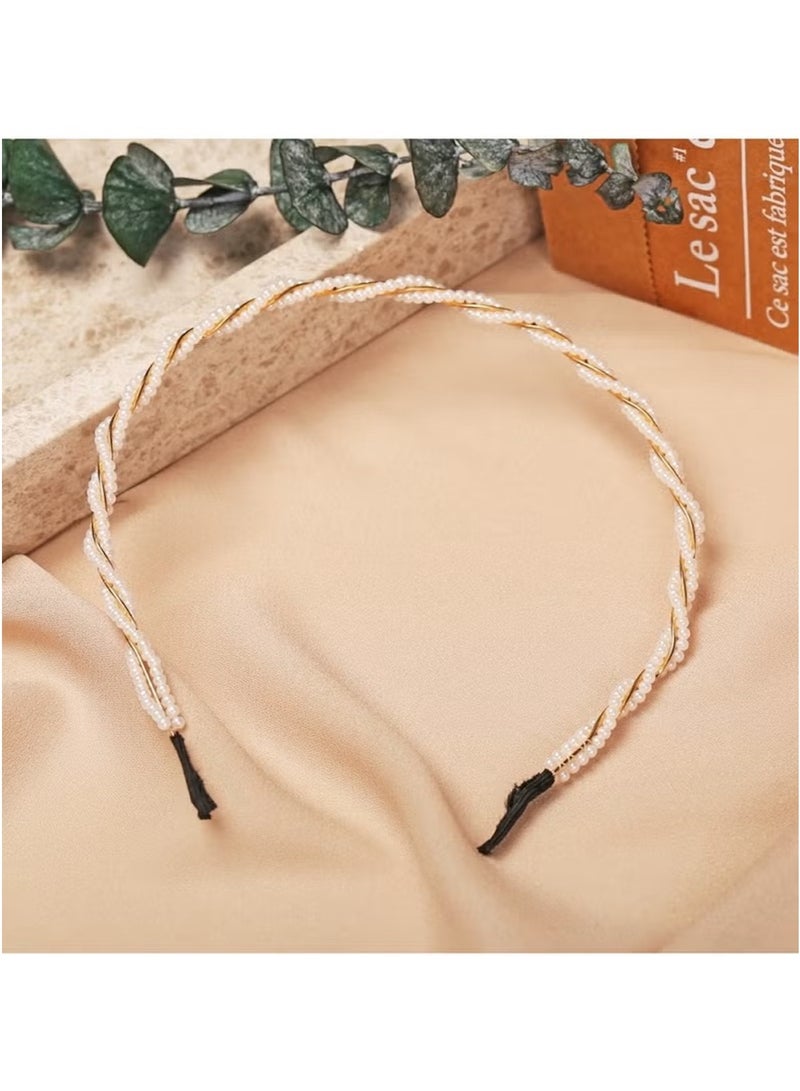 Huitich Elegant Pearl Headband for Girls – Gold Colour Hair Accessory  - Image 3