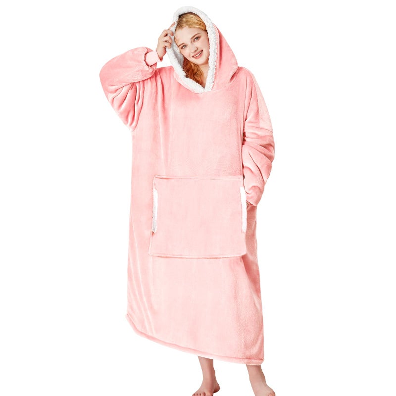 yescool Wearable Blanket Hoodie - Birthday Christmas Gifts for Women Mom Girlfriend, Oversized Flannel Sherpa Cozy Hooded Blanket Sweatshirt Adult With Hood Pocket & Sleeves (Pink Light) - Image 1