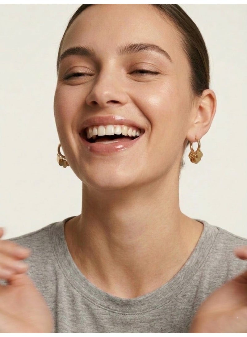 Julia Store 18K Gold Plated Aesthetic Exquisite Luxury Elegant Dainty Cute Trendy Timeless Dangle Coins Minimalist Hypoallergic Huggie Hoop Earrings For Women Jewelry Gift - Image 2