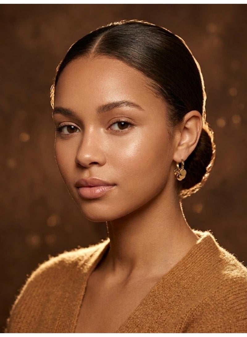 Julia Store 18K Gold Plated Aesthetic Exquisite Luxury Elegant Dainty Cute Trendy Timeless Dangle Coins Minimalist Hypoallergic Huggie Hoop Earrings For Women Jewelry Gift - Image 5