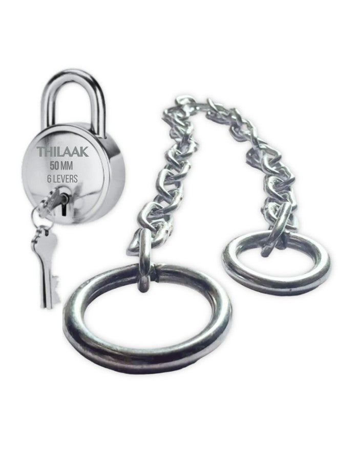 INIDHU enterprises-Heavy Metal Security interlockchain |Stainless Steel|2 feet Chain|50mm Lock|Luggage|Fence gate|Cycle|Bike|Pets and Animals|Multipurpose use-(Silver Colour-Chain & Lock) - Image 1