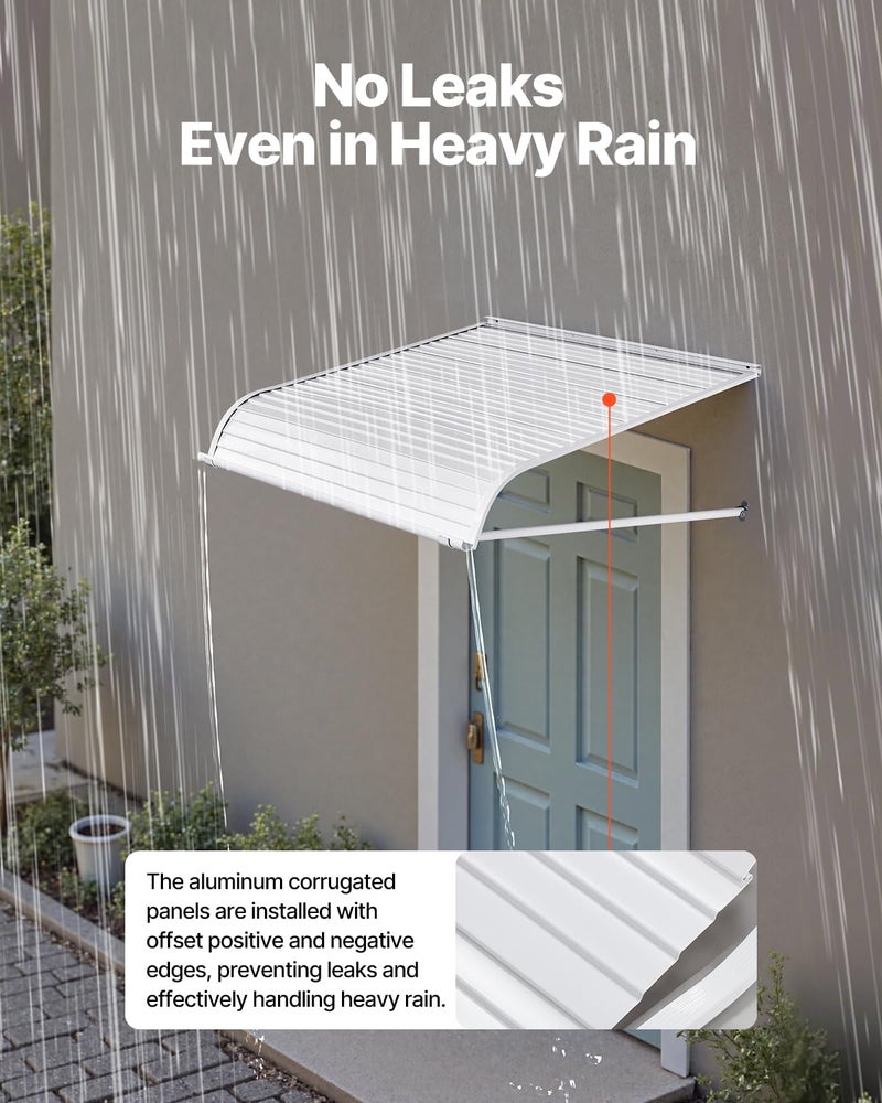 VEVOR Aluminum Awning 40 x 42 in, Durable Window Awning Door Canopy, Lightweight and Stable Aluminum Exterior Awnings Rain Snow Sunlight Protection for Door Entrance Windows Patio Porch - Image 4