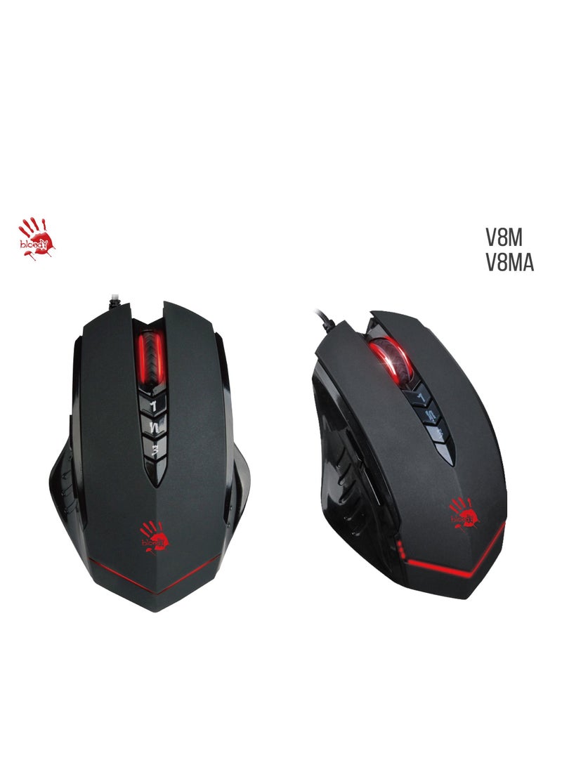 Bloody - BLOODY X’GLIDE ULTRA CORE 3 GAMING MOUSE V8M, WITH GAMING PRECISION(3200CPI) AND OPTICAL ENGINE, 6 SNIPER MODE, FOR WINDOWS XP/ VISTA/ 7/ 8 /8.1 / 10 OR LATER, BLACK - Image 1