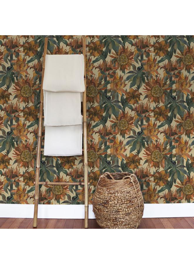 Bluejw Watercolor Flowers Chrysanthemum, Sunflower Self-adhesive Wallpaper Foreign Trade Hot-selling Wallpaper Removable Dormitory Transformation - Image 4