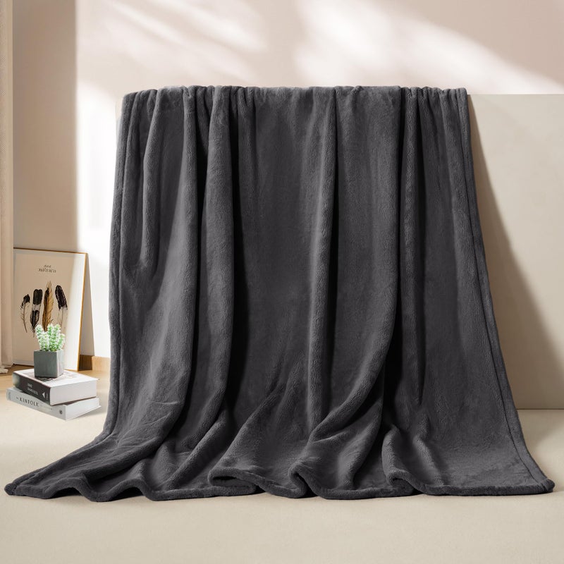 BEAUTEX Fleece Blanket Twin Size Grey Blanket Throw Super Soft Flannel Blanket Lightweight Fuzzy Plush Throw for Couch Sofa or Bed All Seasons (Graphite Grey, 60" x 80") - Image 5
