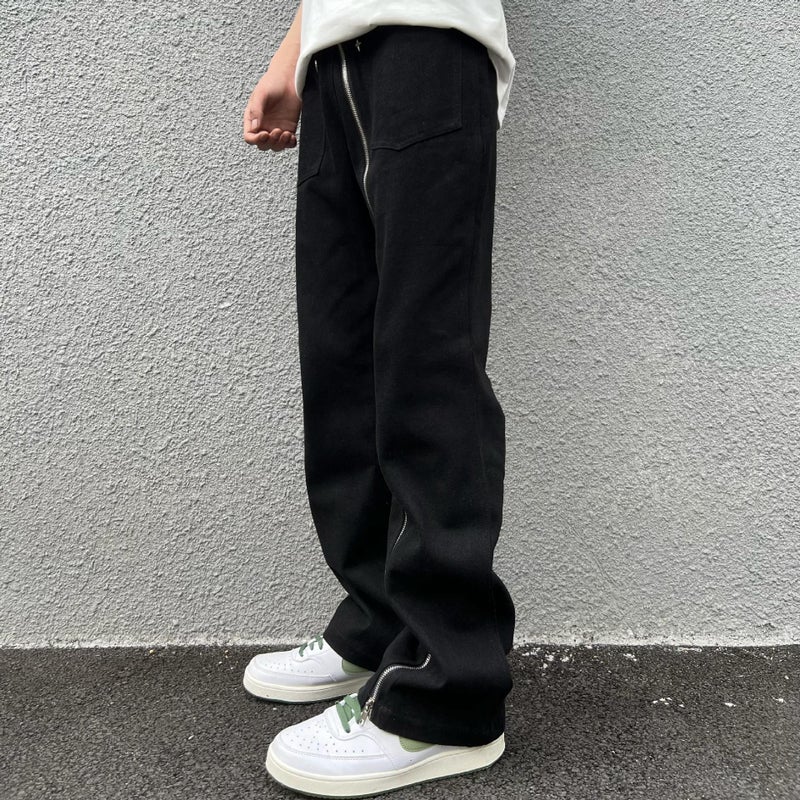 2023 New American High Street Vibe National Fashion Original Simple All-Match Zipper Cleanfit Straight Casual Pants - Image 5