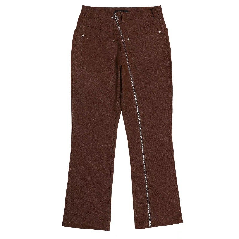 2023 New American High Street Vibe National Fashion Original Simple All-Match Zipper Cleanfit Straight Casual Pants - Image 1