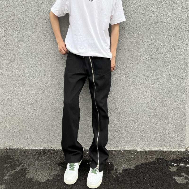 2023 New American High Street Vibe National Fashion Original Simple All-Match Zipper Cleanfit Straight Casual Pants - Image 3