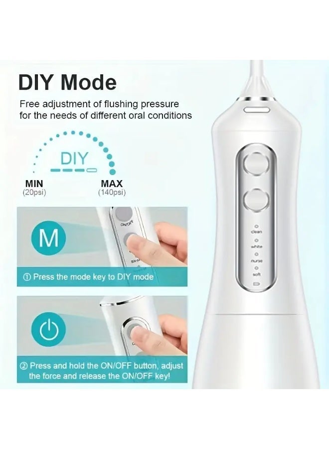 SENK 2-in-1 Water Flosser & Electric Toothbrush Kit, 320ml Tank, 4 Modes, USB Rechargeable, 4 Brush Heads & 4 Nozzles - Image 4