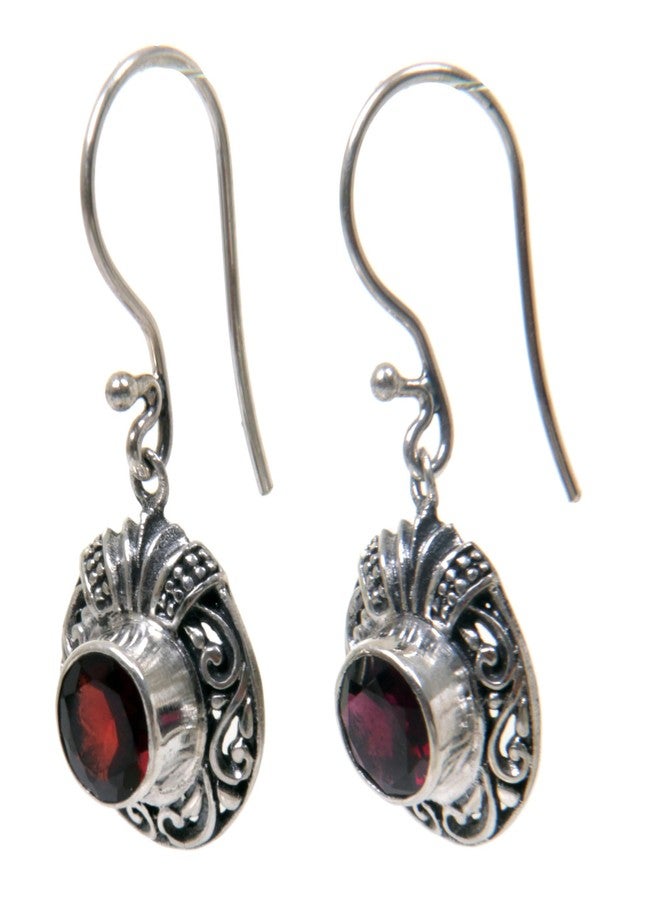 نوفيكا أقراط نوفيكا المصنوعة يدوياً من العقيق الأحمر، تجارة عادلة، فضة إسترليني عيار 925، حجر بخت إندونيسي أحمر "الخنفساء القرمزية". - Image 4