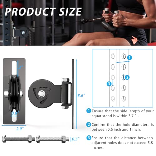 J Bryant Pulley System for Power Rack - Fits 5/8" Hole Size, Cable Pulley Attachment for 2x2, 2x3, 3x3 Racks, Heavy Duty LAT Pulldown, DIY Cable Machine Accessories, Gym Equipment - Image 5