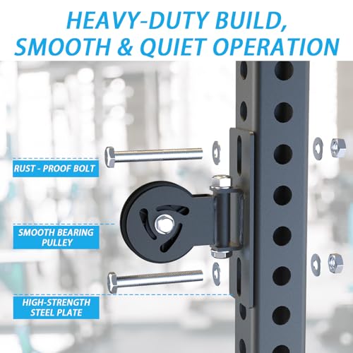 J Bryant Pulley System for Power Rack - Fits 5/8" Hole Size, Cable Pulley Attachment for 2x2, 2x3, 3x3 Racks, Heavy Duty LAT Pulldown, DIY Cable Machine Accessories, Gym Equipment - Image 4
