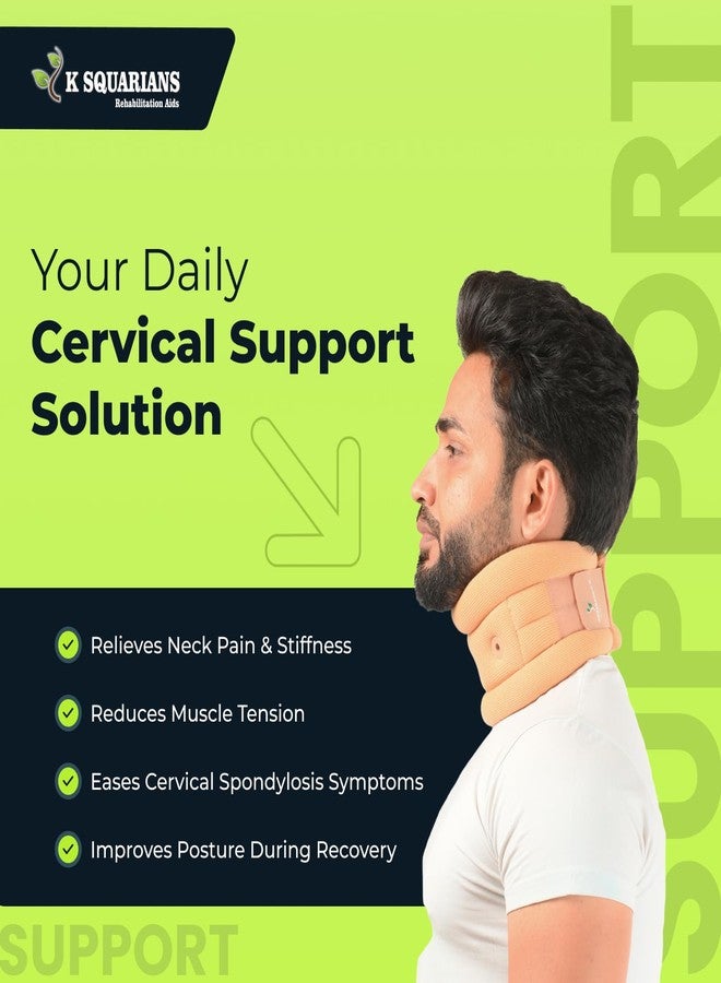 K SQUARIANS Neck Collar Soft Support for Cervical Spondylitis | Soft Neck Brace for Pain Relief | Cervical Spine Immobilization | Neck Belt for Women & Men | Small Size Fits 3.0-3.5 Inches - Image 2